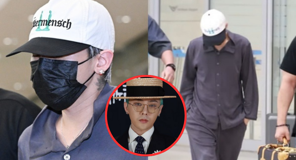 G-Dragon turns Korean Air first class pajamas into airport fashion as he returns to Korea