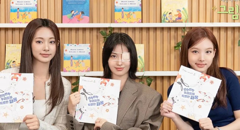 TWICE’s Nayeon, Momo, and Tzuyu pour their hearts into making a special one-of-a-kind picture book for children in the Philippines