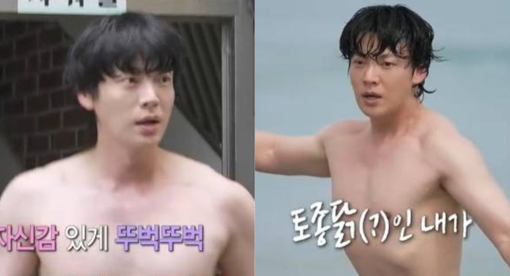 Ahn Jae Hyun shows off bulked-up body on "Home Alone", jokes he imagined himself sexy but ended up looking like a farm chicken