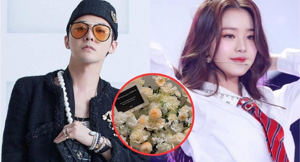 G-Dragon surprises IVE’s Jang Won Young with a giant white bouquet and playful message saying “You should have saved me some concert tickets”
