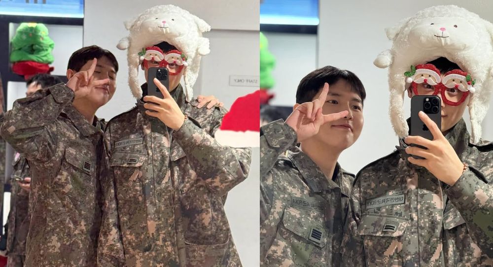 Cha Eun Woo steals hearts as a perfect Santa while posing with senior Kim Jae Hwan in festive photos